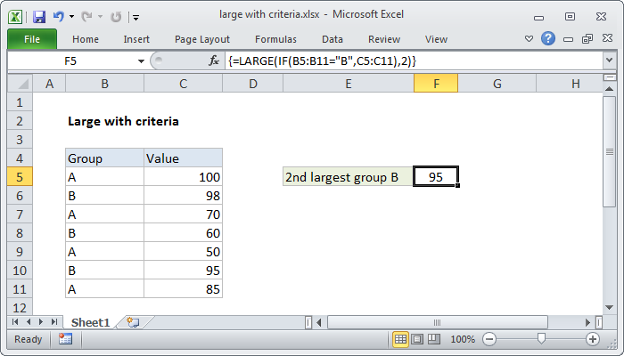 Excel Formula: Large With Criteria | Exceljet